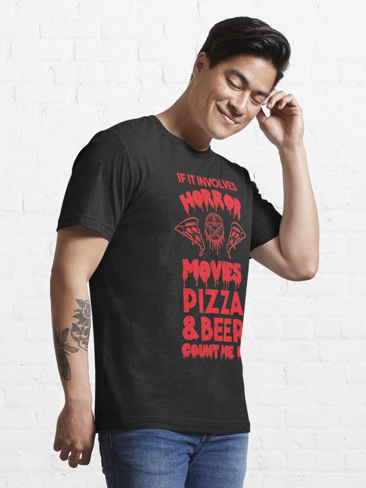 Alternate view of Horror Movies, Pizza and Beer Essential T-Shirt