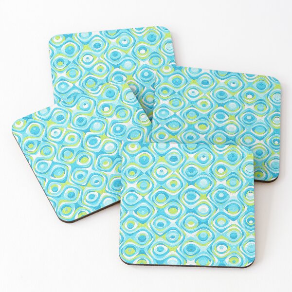 Item preview, Mid Century Modern Wallpaper pattern Blue Green Eye Swirls, Abstract Glass Bead Pattern,  designed and sold by Nostrathomas66.