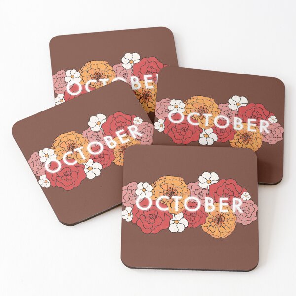 Item preview, October floral fall season - brown background designed and sold by Fatamimosh.