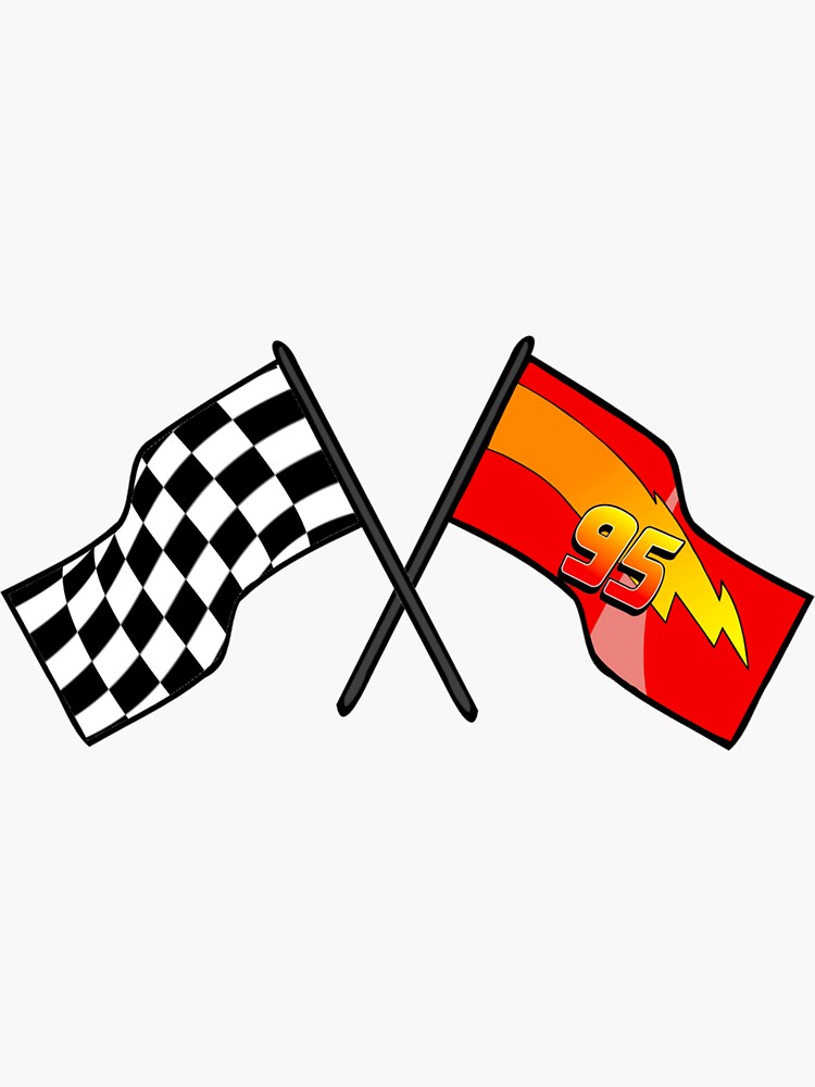 "Lightning McQueen racing flags" Sticker for Sale by DobbinsStore
