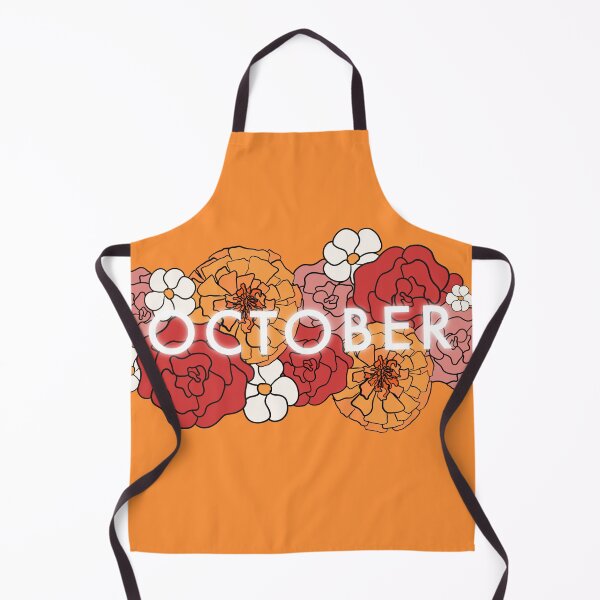 October floral fall season - orange color Apron