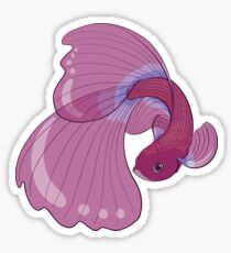 Purple, Gold and Blue Betta Fighting Fish Sticker