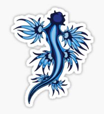 Exotic Nudibranch Glaucus Atlanticus Blue and White Sticker