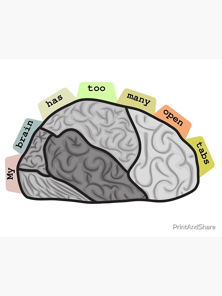 My Brain Has Too Many Open Tabs Adhd Brain Art Design Poster For