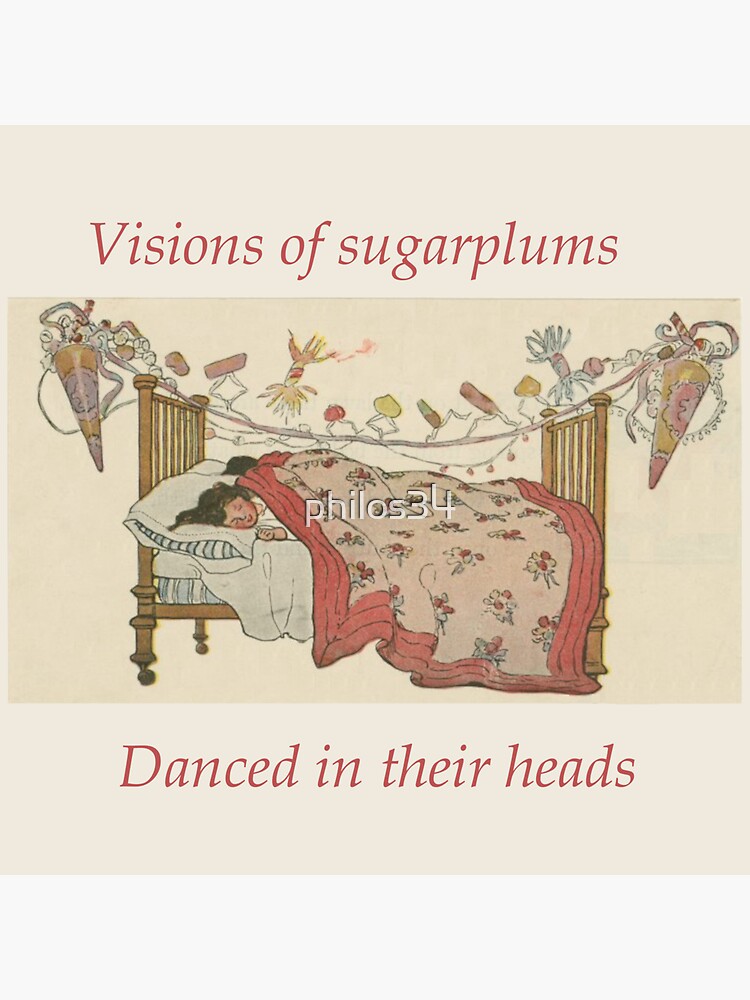 "vintage christmas visions of sugarplums" Sticker for Sale by