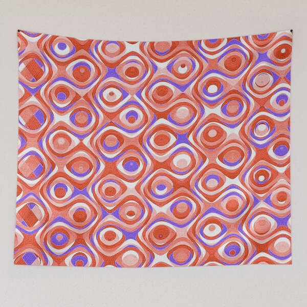 Item preview,  Mid Century Modern Wallpaper pattern Red, Purple, Eye Swirls, Abstract Glass Bead Pattern,  designed and sold by Nostrathomas66.