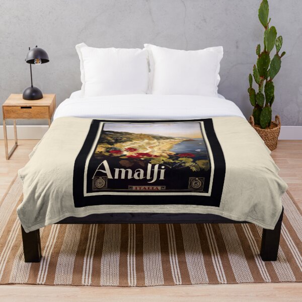 Vintage Amalfi Travel Advertisement - Amalfi Italia Enhanced Reproduction Throw Blanket