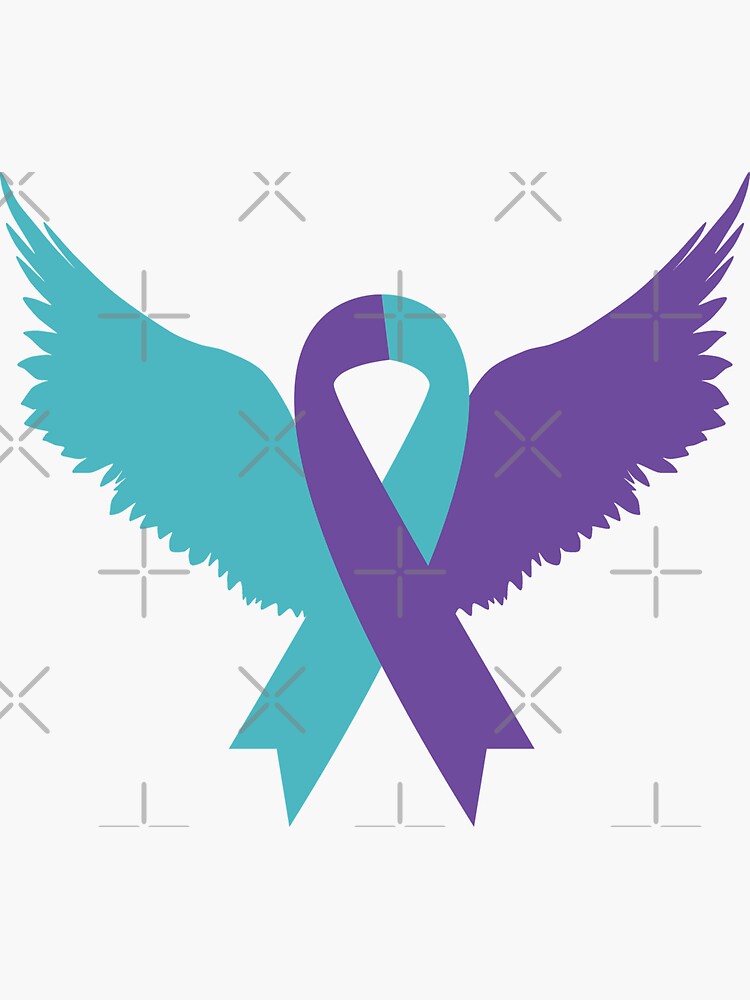 Angel Wings Heart Disease Awareness Ribbon Suncatcher