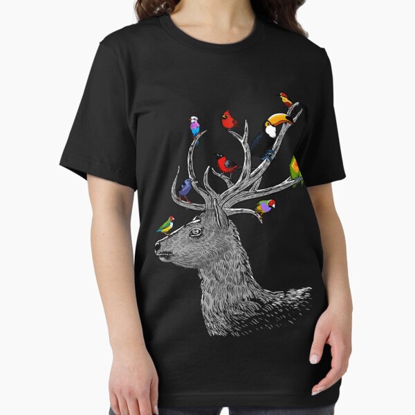 Item preview, Deer with tropical birds designed and sold by hharvellgooch.