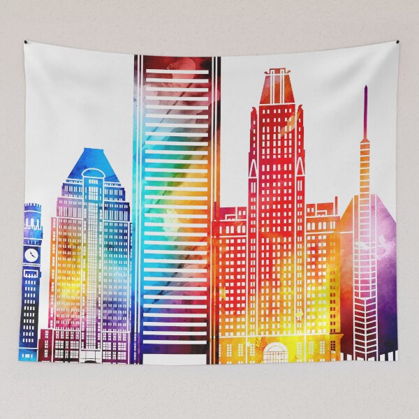 Item preview, Baltimore landmarks watercolor poster designed and sold by paulrommer.