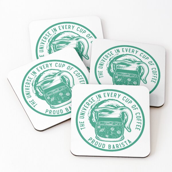 Item preview, The Universe In Every Cup Of Coffee, Proud Barista, Green Badge designed and sold by anghelapparel.