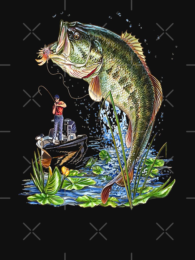 Fishing Graphic Large Mouth Bass Fish Essential T-Shirt for Sale by  SuzyTanner