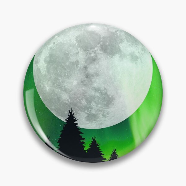 Item preview, Moon in the forest Northern Lights Night Sky designed and sold by Shawa Shop.