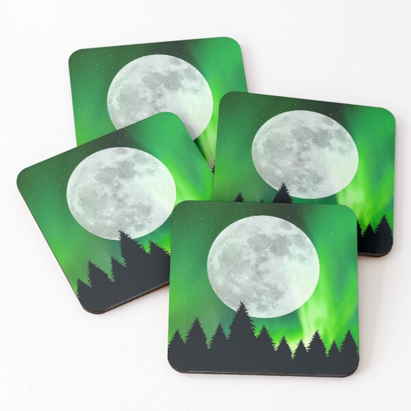 Item preview, Moon in the forest Northern Lights Night Sky designed and sold by Shawa Shop.