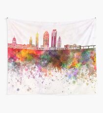 Austin skyline in watercolor background Tapestry