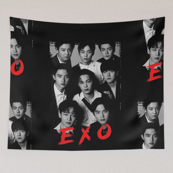 Item preview, EXO Kpop Group Members black and white Korean Kpop RGB Color Design designed and sold by Piosenka Art.