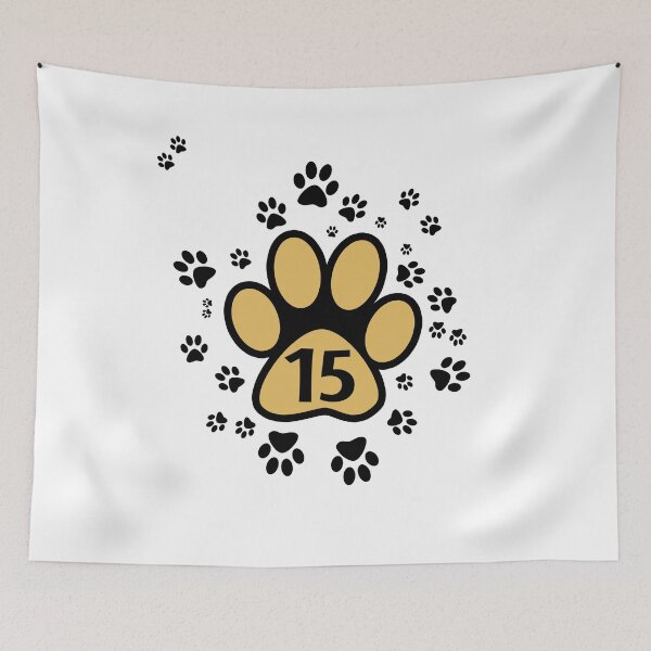 Item preview, Paw prints with number fifteen - numbers designed and sold by MadandMean.