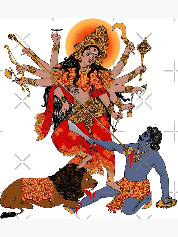 Maa Durga Killing Monster Stock Vector | Adobe Stock
