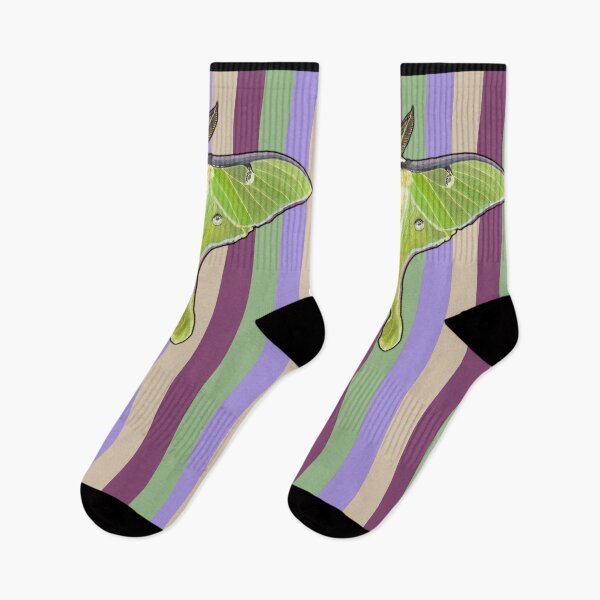Item preview, Luna Moth Vertical Striped Socks - Starry designed and sold by cycosper.