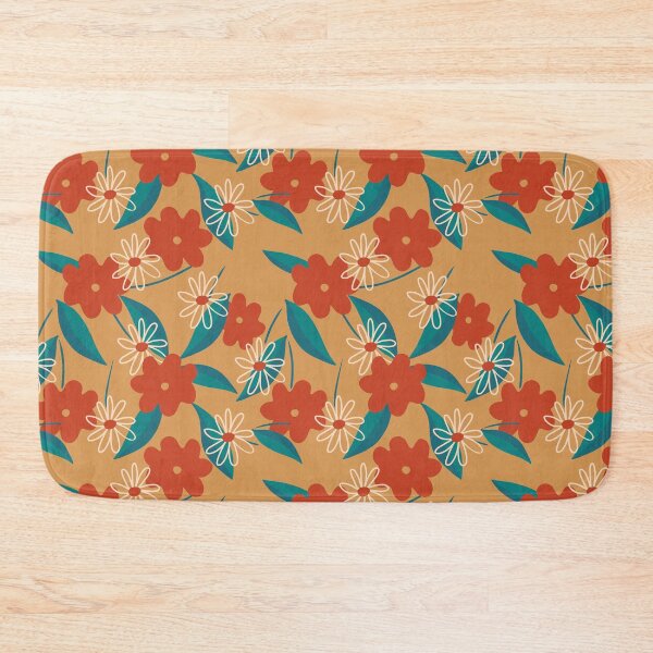 Item preview, Camomiles and red flowers pattern designed and sold by Labambapattern.