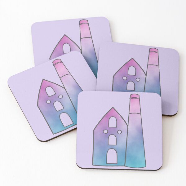 Item preview, Watercolour Cornish Tin Mine Blue Purple Abstract designed and sold by cashewdays.