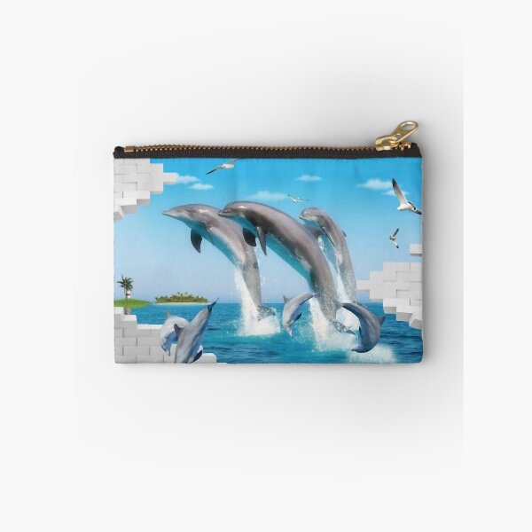 Item preview, 3D stereoscopic ocean Dolphin Bay background wall mural design drawing. designed and sold by zenger2021.