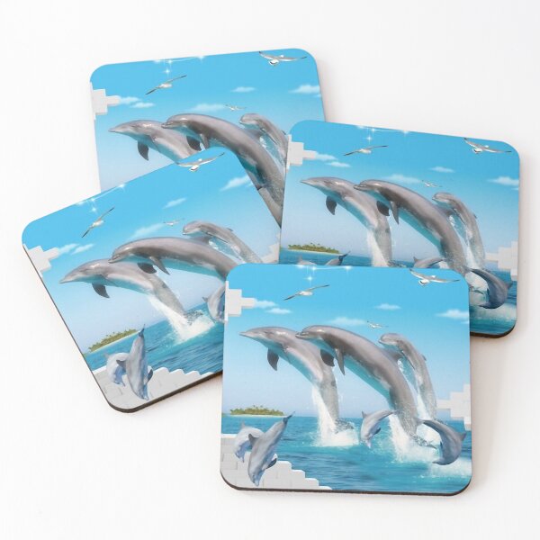 Item preview, 3D stereoscopic ocean Dolphin Bay background wall mural design drawing. designed and sold by zenger2021.