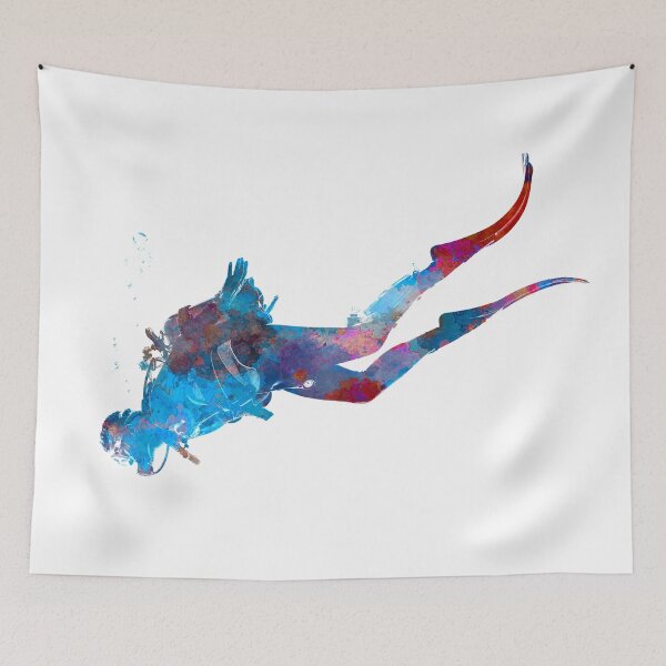 Item preview, Man scuba diver 03 in watercolor designed and sold by paulrommer.