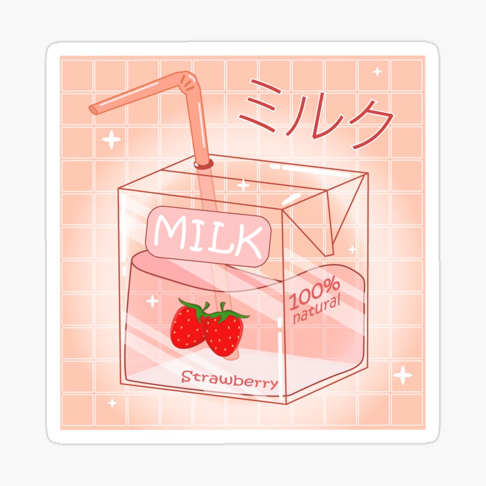 Strawberry Milk STICKER Milk Carton Colorful Pop Sticker Anime - Etsy