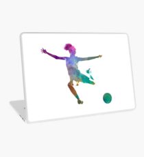 Woman soccer player 03 in watercolor Laptop Skin