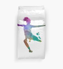 Frauenfußballspieler 03 im Aquarell Bettbezug