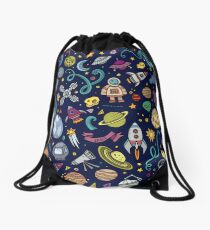 Cartoon Space Explorer Birthday Kids Theme Drawstring Bag