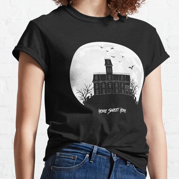 Home Sweet Home Black and White Haunted House Halloween Classic T-Shirt