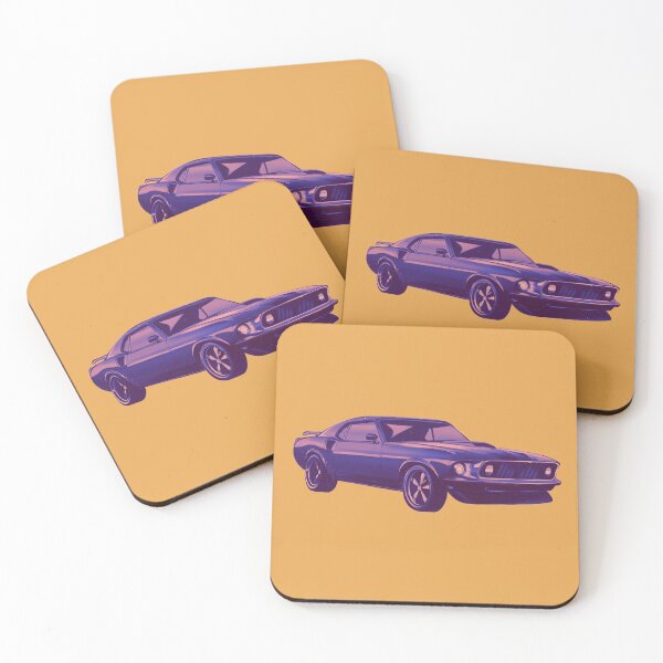 Item preview, Retro muscle car blue yellow tone with background designed and sold by Bianca Brownish.