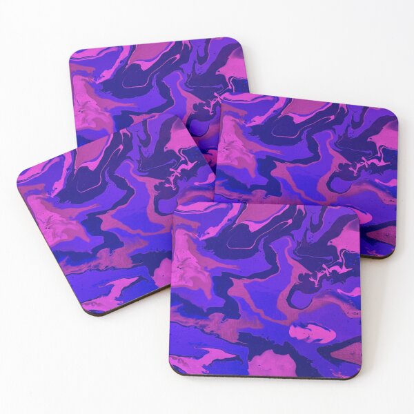 Item preview, Midnight rush abstract deep purple and pink paint pour designed and sold by ells-designs.