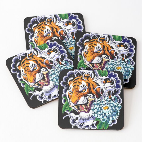 Item preview, Japanese Traditional Tiger Tattoo Art Old School Flash designed and sold by TammiPrez.