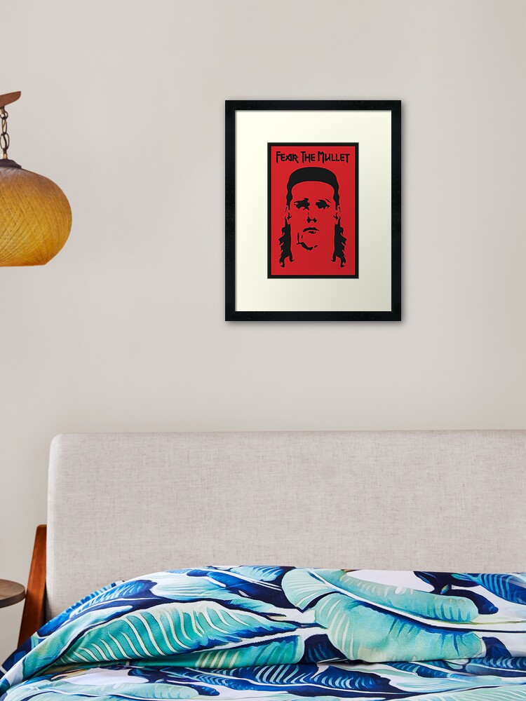 Framed Art Print, Fear the Mullet designed and sold by mulletsgalore