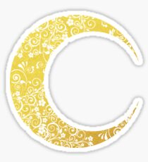 Gold Floral Crescent Moon Sticker