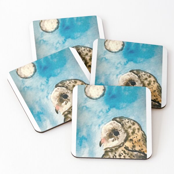 Item preview, Owl and the moon watercolor designed and sold by Monika Howarth.