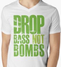 Drop Bass Not Bombs (neon/light neon) Men's V-Neck T-Shirt