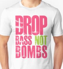 Drop Bass Not Bombs (magenta/neon) Unisex T-Shirt