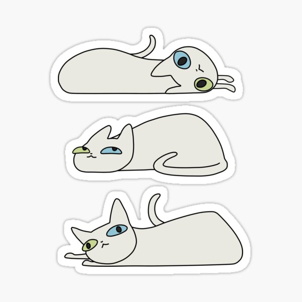 Faule weiße Katzen Sticker Set Sticker