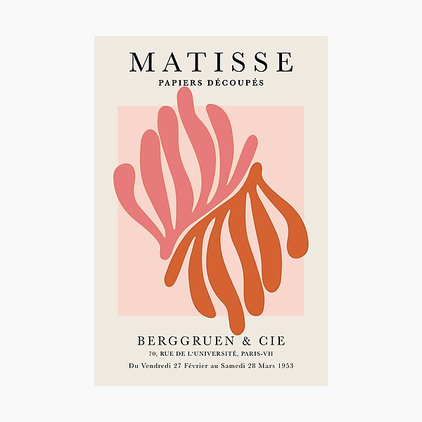 Aperçu de l'œuvre Henri Matisse Flower, Paper Decoupes Art nuances de rose, Matisse Cutout's inspiré créée et vendue par re-make-.
