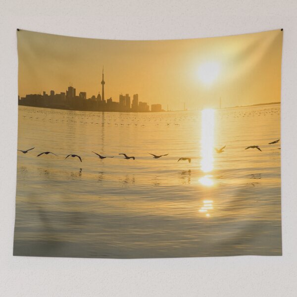 Item preview, Cormorants and Skyscrapers - Brilliant Toronto Sunrise with Urban Wildlife designed and sold by Georgia Mizuleva.