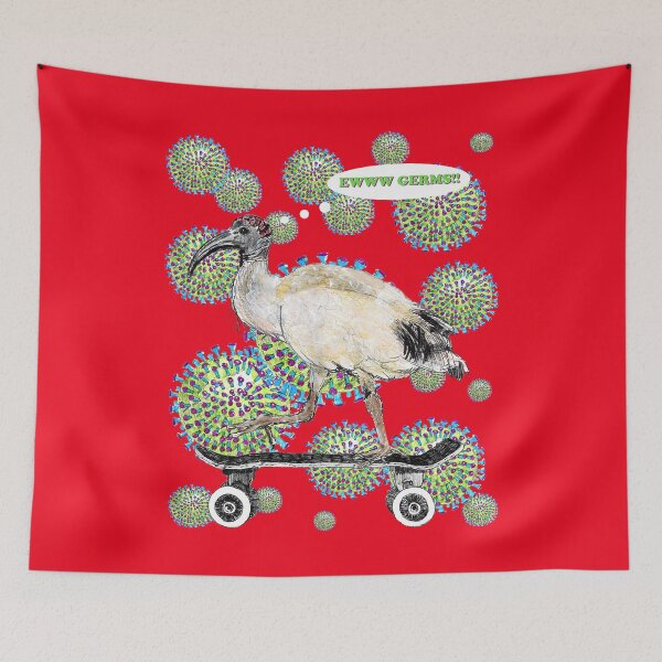 Item preview, EWWWW GERMS -Skateboarding Ibis - AKA Bin Chicken  designed and sold by LunaticPainter.