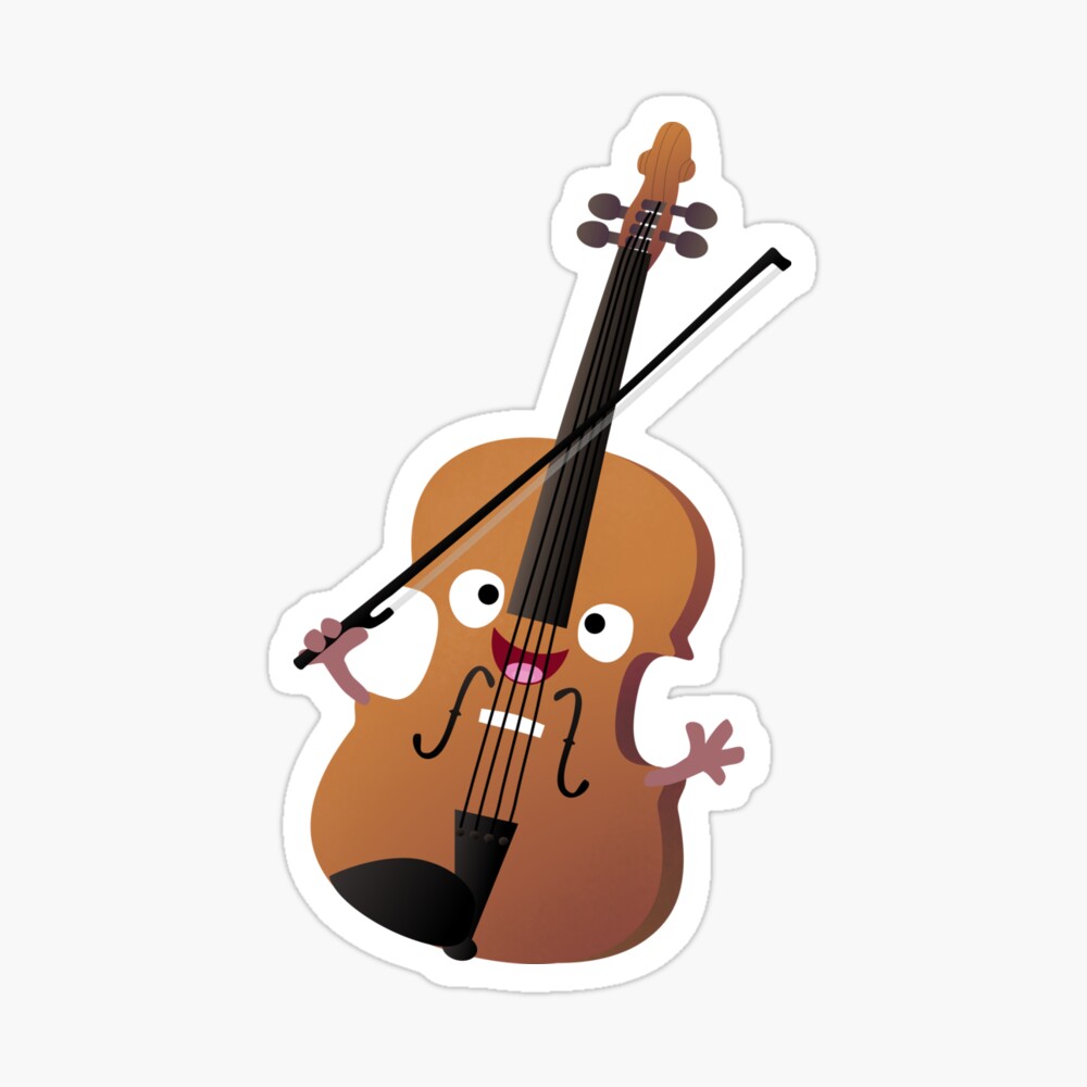 Cute funny violin musical cartoon character