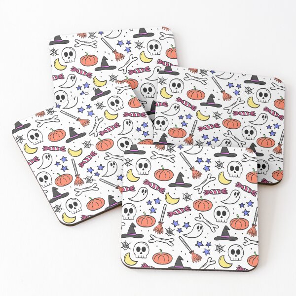 Item preview, Halloween pumpkin, candy, and witch hat pattern - seamless Halloween pattern designed and sold by FirstTouch.