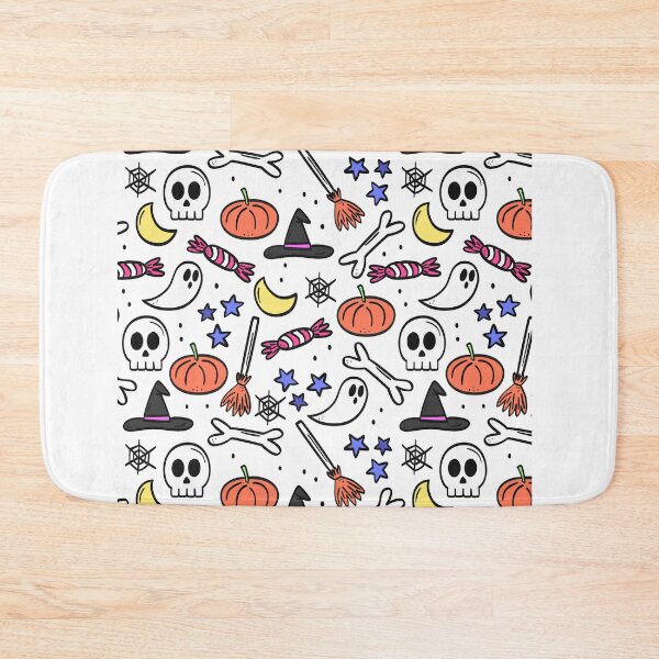 Item preview, Halloween pumpkin, candy, and witch hat pattern - seamless Halloween pattern designed and sold by FirstTouch.