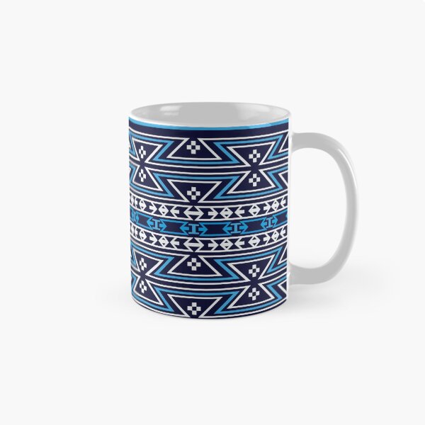 Item preview, Native American Traditional Ethnic Tribal Geometric Navajo Blanket Motif Pattern Blue designed and sold by Anna Lemos.