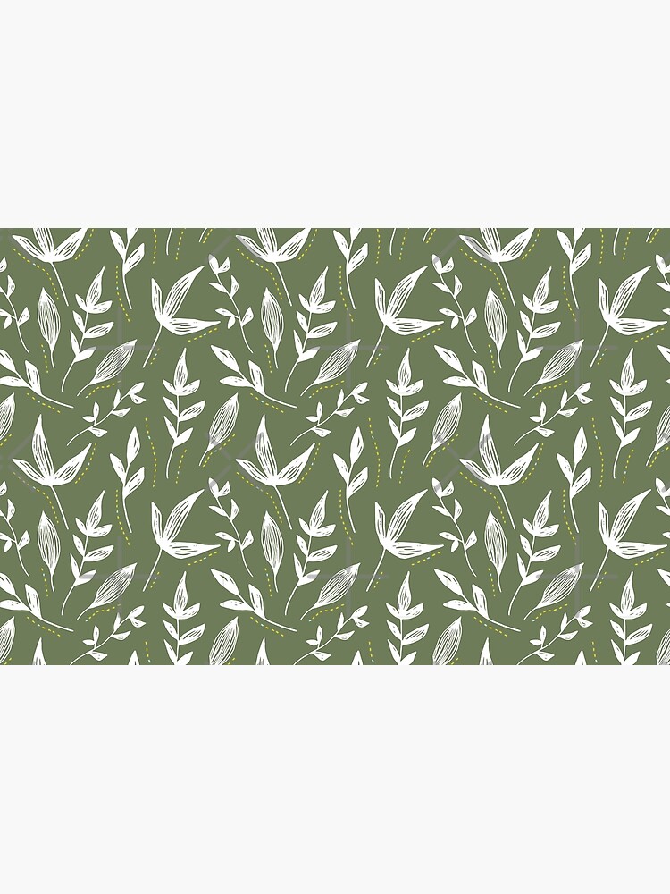 Thumbnail 4 of 4, Zipper Pouch, Moss Green Leaves Pattern designed and sold by DesignsbyEH.